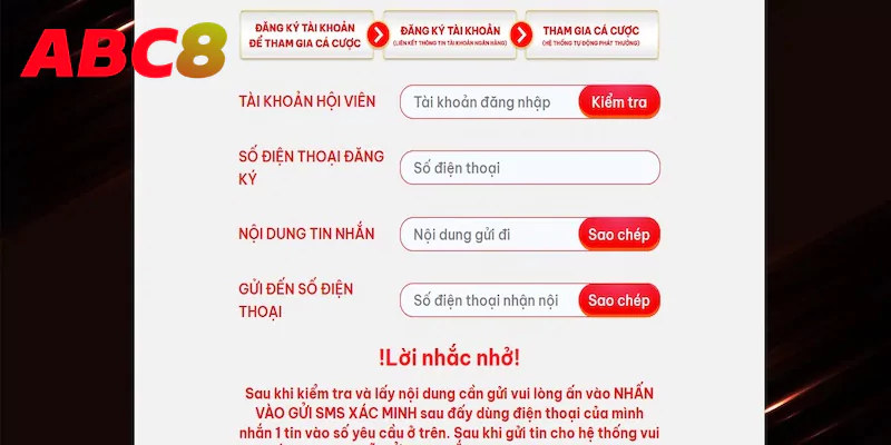 Hướng dẫn cụ thể các thao tác đăng ký vào ABC8 